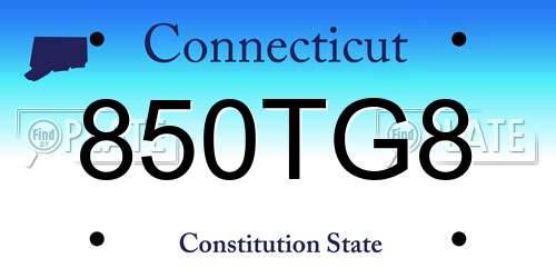 850TG8 Connecticut License Plate