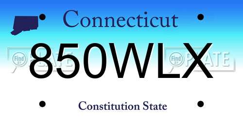 850WLX Connecticut License Plate