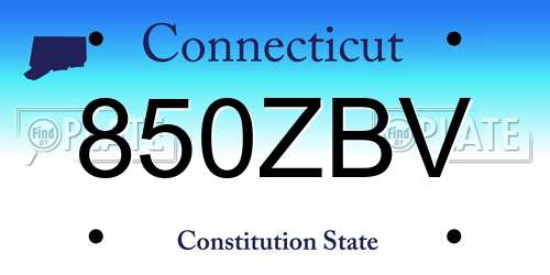 850ZBV Connecticut License Plate