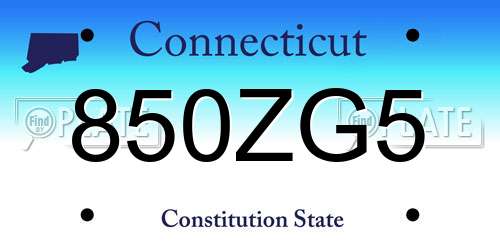 850ZG5 Connecticut License Plate