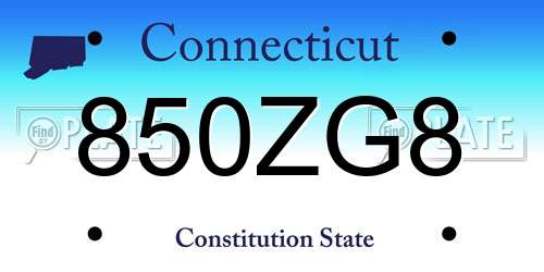 850ZG8 Connecticut License Plate