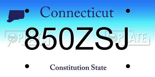 850ZSJ Connecticut License Plate