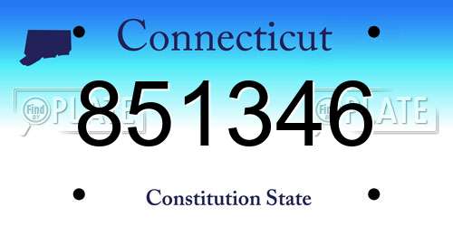 851346 Connecticut License Plate