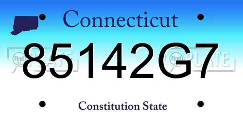 85142G7 Connecticut License Plate