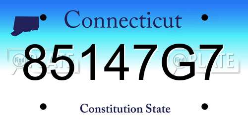 85147G7 Connecticut License Plate
