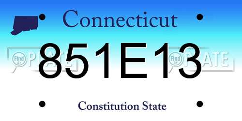 851E13 Connecticut License Plate
