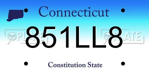 851LL8 Connecticut License Plate