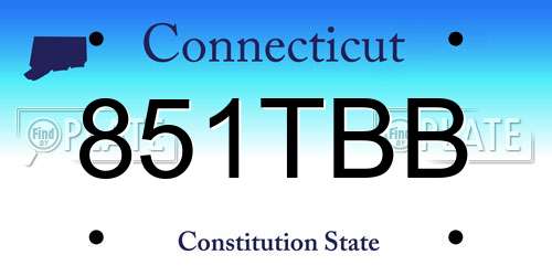 851TBB Connecticut License Plate