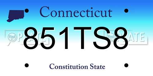 851TS8 Connecticut License Plate