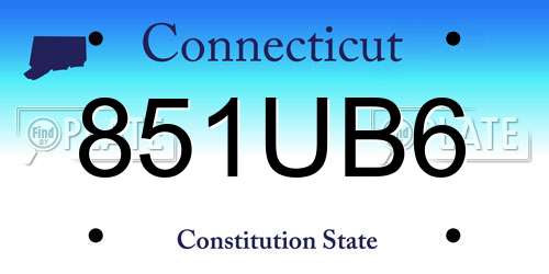 851UB6 Connecticut License Plate
