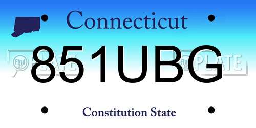851UBG Connecticut License Plate