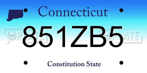 851ZB5 Connecticut License Plate