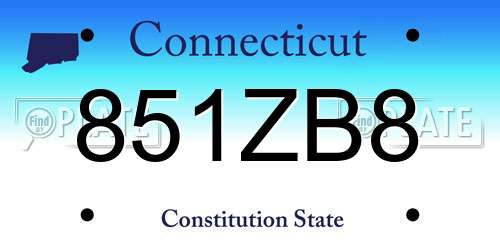 851ZB8 Connecticut License Plate