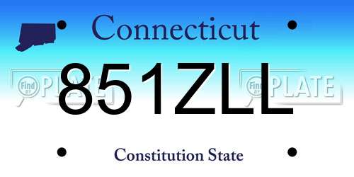 851ZLL Connecticut License Plate