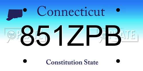 851ZPB Connecticut License Plate