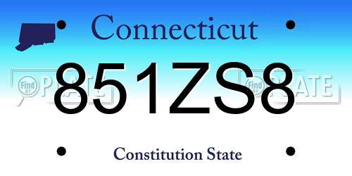 851ZS8 Connecticut License Plate