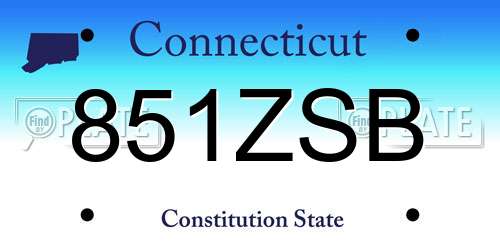 851ZSB Connecticut License Plate