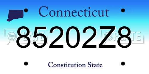 85202Z8 Connecticut License Plate