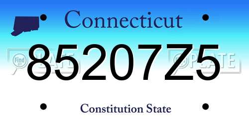 85207Z5 Connecticut License Plate