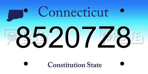 85207Z8 Connecticut License Plate