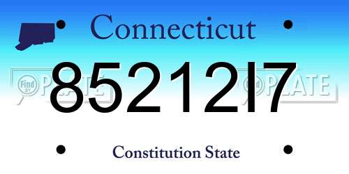 85212I7 Connecticut License Plate