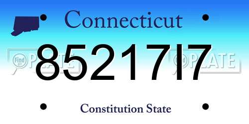 85217I7 Connecticut License Plate