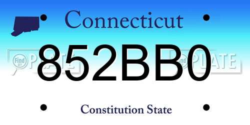 852BB0 Connecticut License Plate