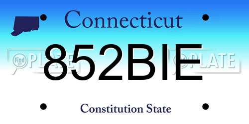 852BIE Connecticut License Plate