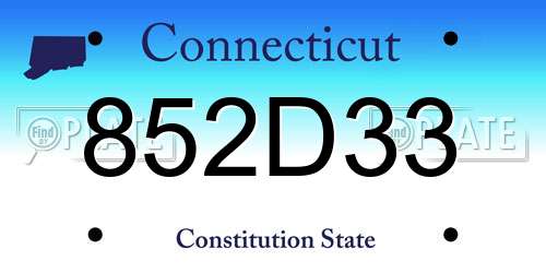 852D33 Connecticut License Plate