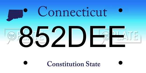 852DEE Connecticut License Plate