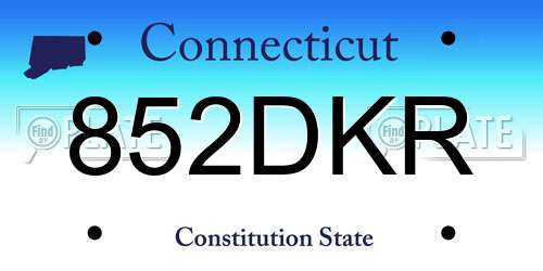 852DKR Connecticut License Plate