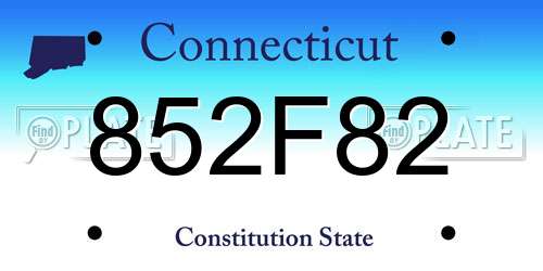 852F82 Connecticut License Plate