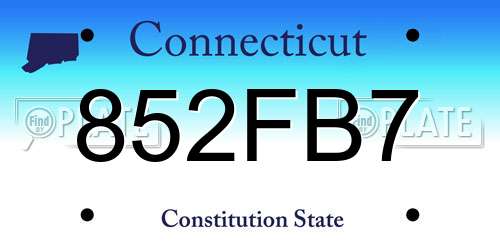 852FB7 Connecticut License Plate