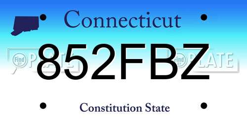 852FBZ Connecticut License Plate