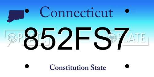 852FS7 Connecticut License Plate
