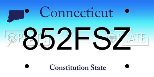 852FSZ Connecticut License Plate