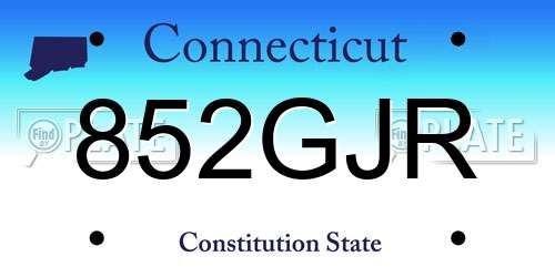 852GJR Connecticut License Plate