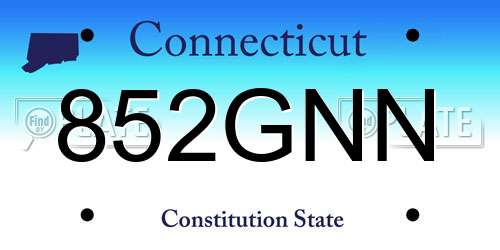 852GNN Connecticut License Plate