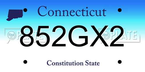 852GX2 Connecticut License Plate