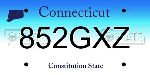 852GXZ Connecticut License Plate
