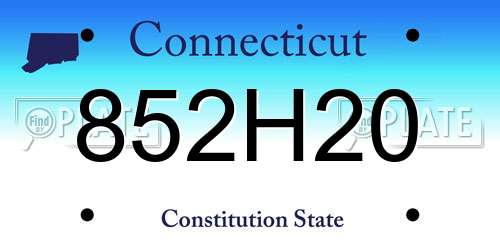 852H20 Connecticut License Plate