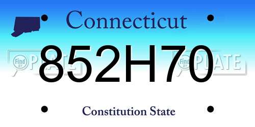 852H70 Connecticut License Plate