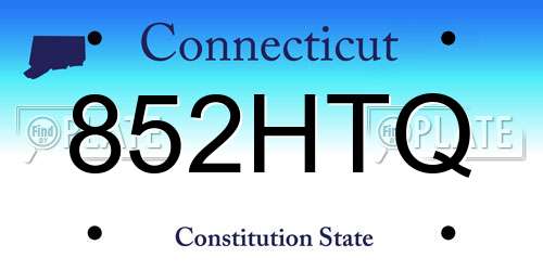 852HTQ Connecticut License Plate