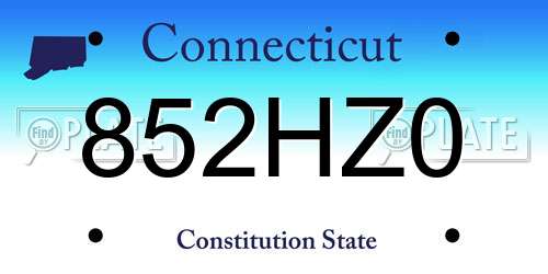 852HZ0 Connecticut License Plate