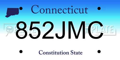 852JMC Connecticut License Plate