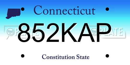 852KAP Connecticut License Plate