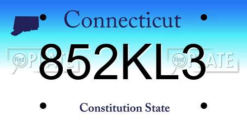 852KL3 Connecticut License Plate