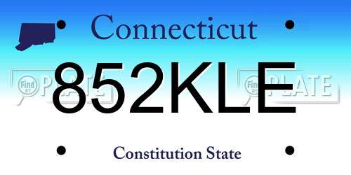 852KLE Connecticut License Plate
