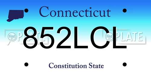 852LCL Connecticut License Plate