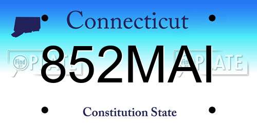 852MAI Connecticut License Plate